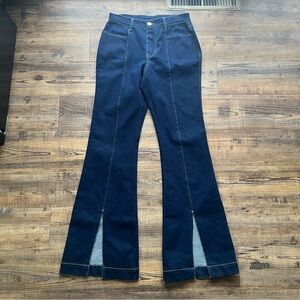 Masseys Womens Paneled Split Hem Flare High Waisted Denim Jeans Western Size 6
